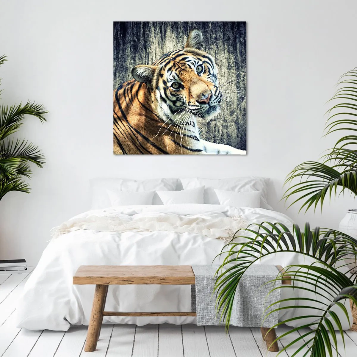 Quadro em tela - Retrato em feixes de luz - 40x40 cm