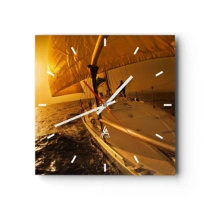 Relógio de parede - Relógio em vidro - Noite dourada depois de um dia multicolorido - 40x40 cm