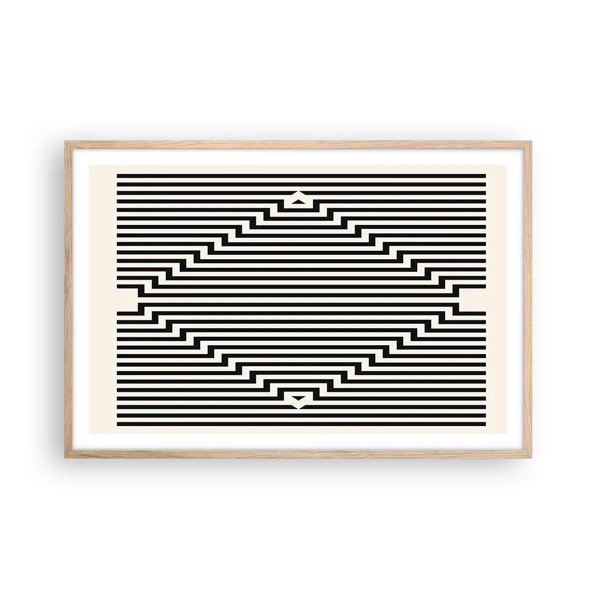 Pôster com moldura de carvalho claro - Ilusão geométrica - 91x61 cm