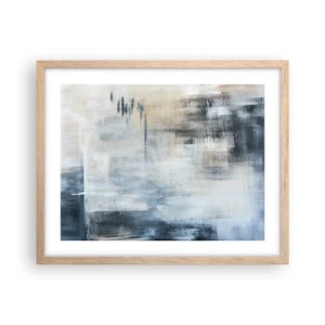 Pôster com moldura de carvalho claro - Atrás da cortina azul - 50x40 cm