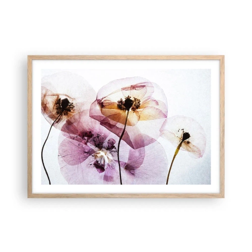 Pôster com moldura de carvalho claro - A transparência das flores - 70x50 cm