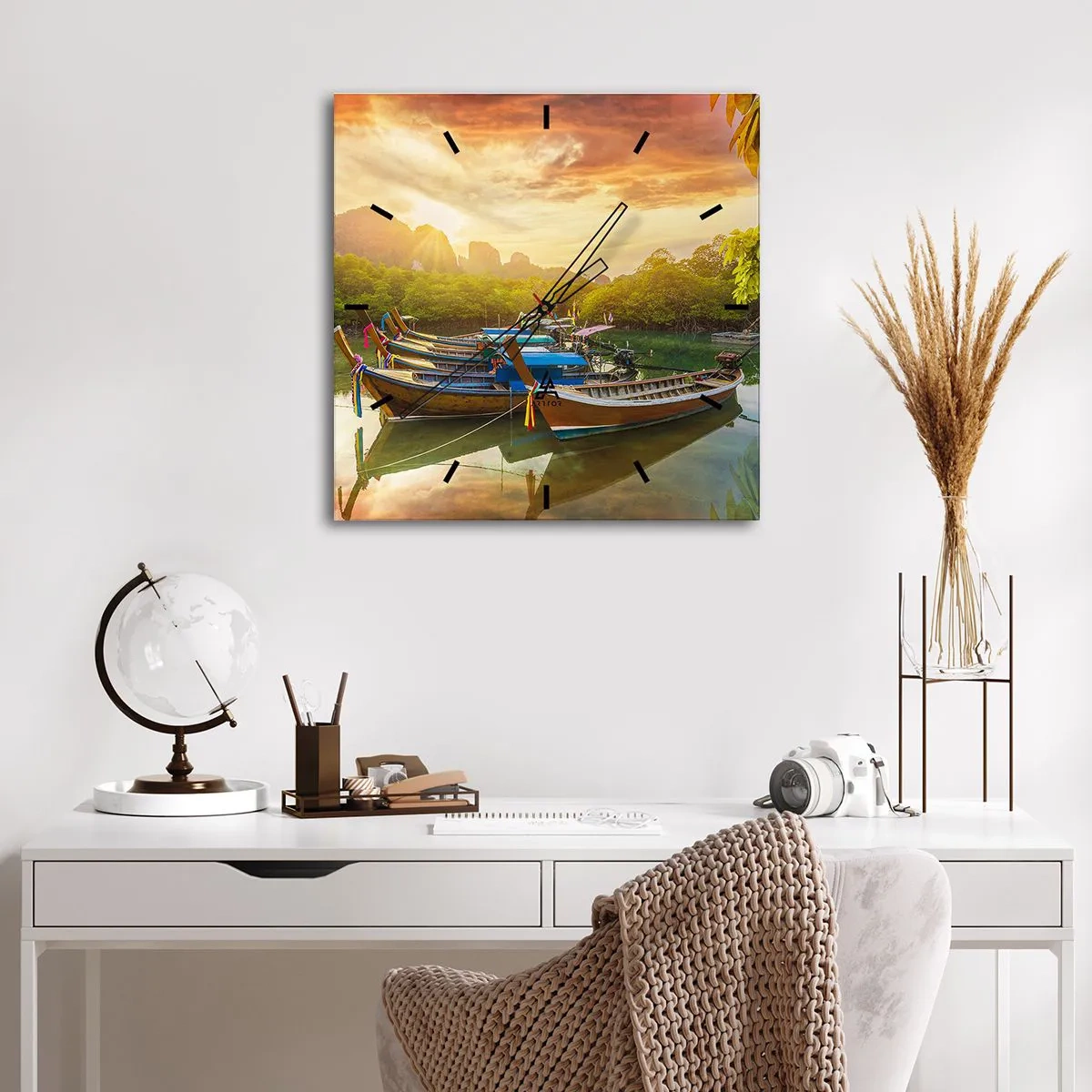 Relógio de parede - Relógio em vidro - Antes de um dia agitado - 40x40 cm