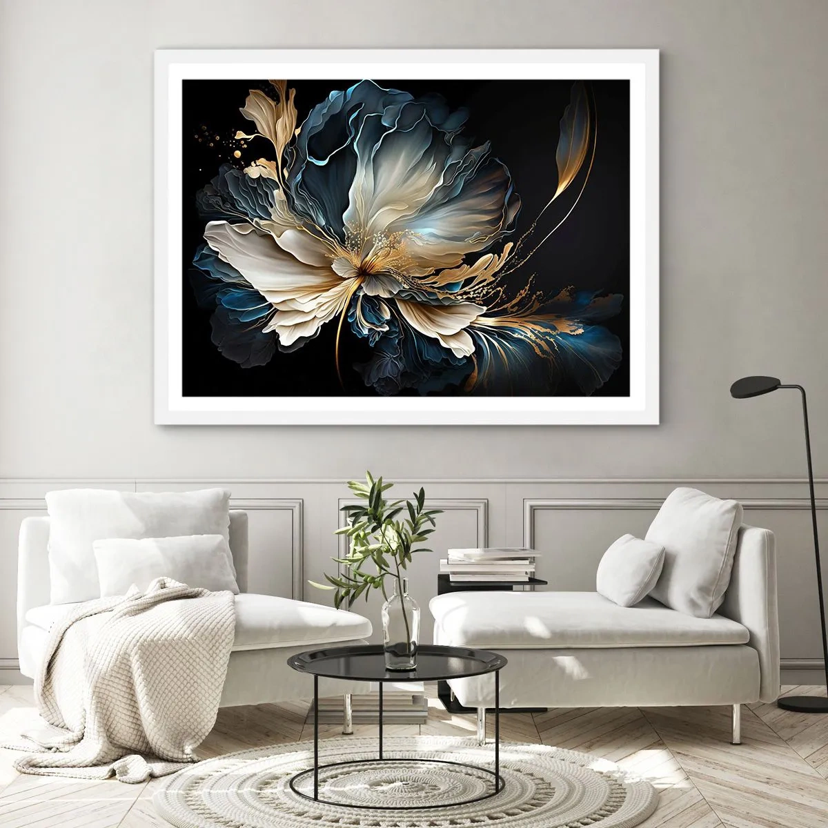 Pôster em moldura branca - Flor de samambaia de conto de fadas - 50x40 cm