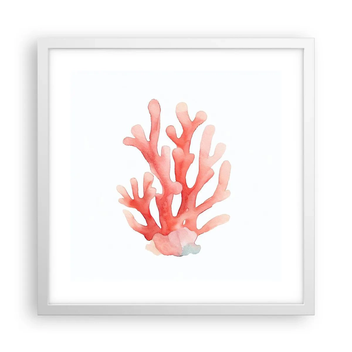 Pôster em moldura branca - Coral de cor coral - 40x40 cm