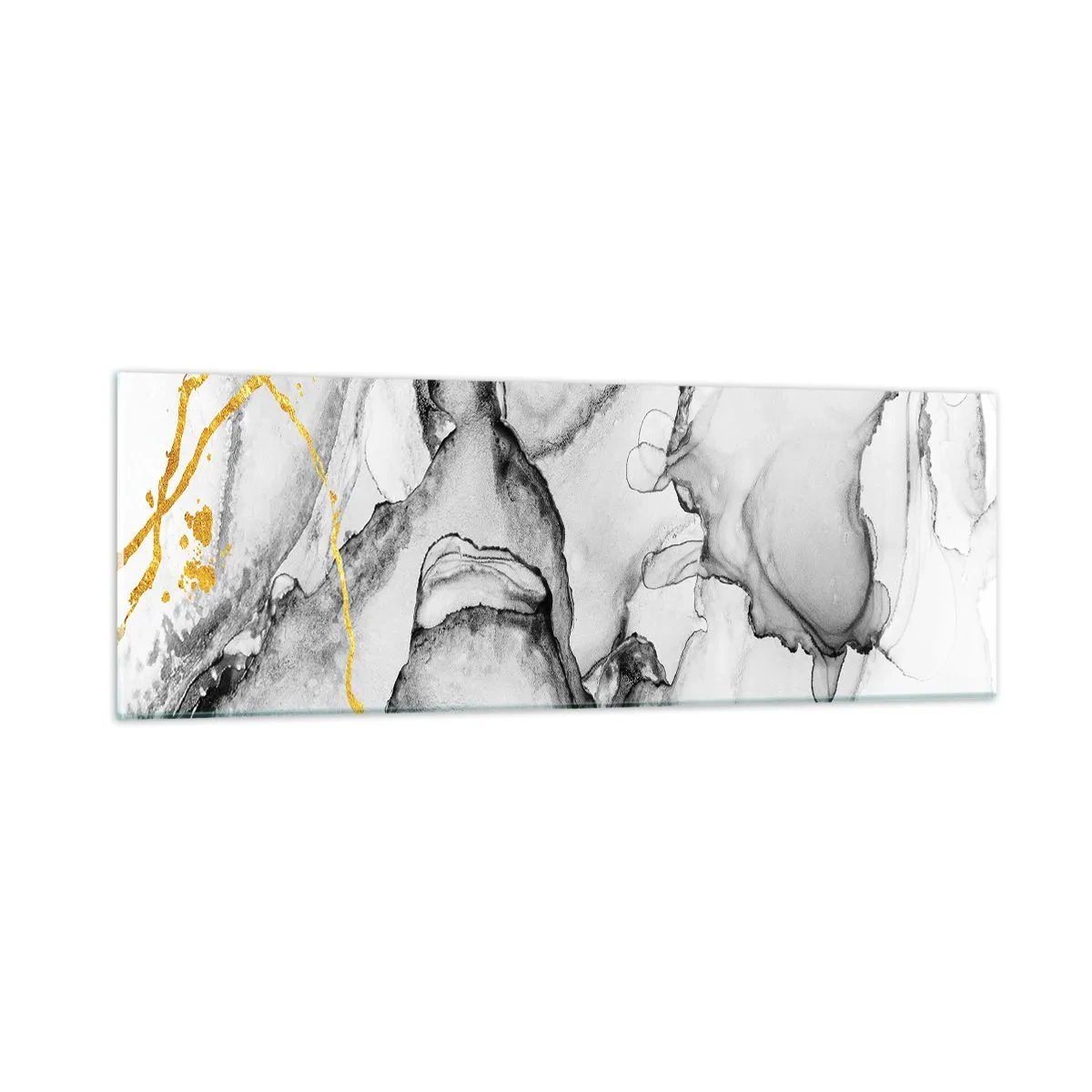 Quadro em vidro - Composição dourada - 90x30 cm