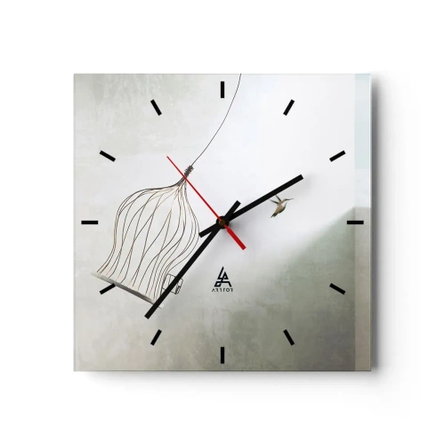 Relógio de parede - Relógio em vidro - Enfim a liberdade - 30x30 cm