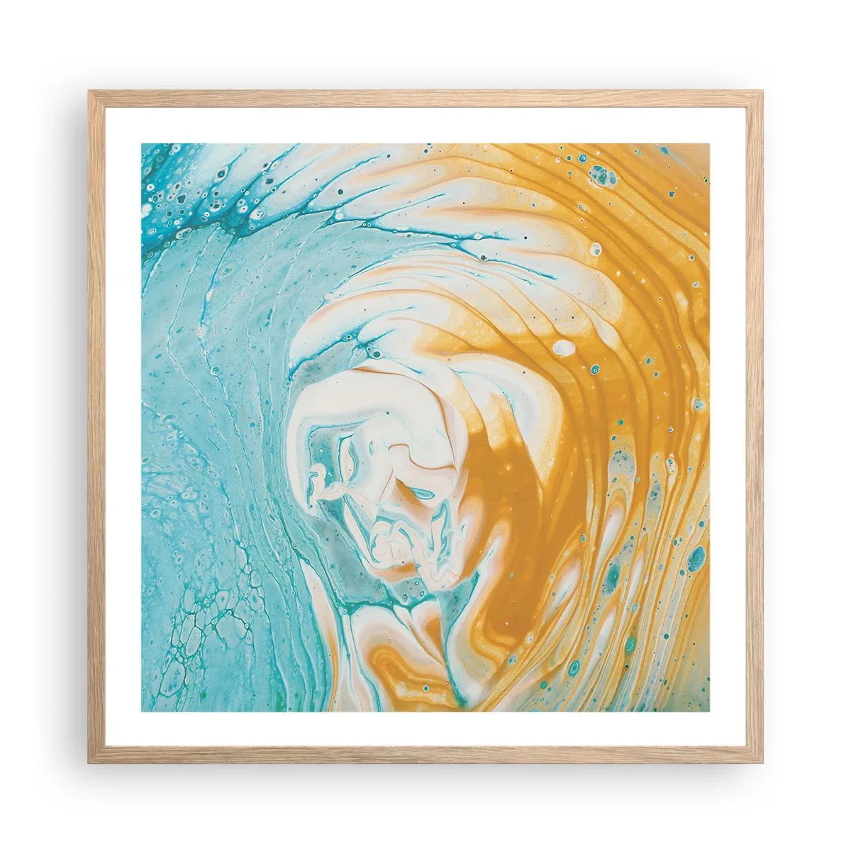 Pôster com moldura de carvalho claro - Vórtice em pastel - 60x60 cm