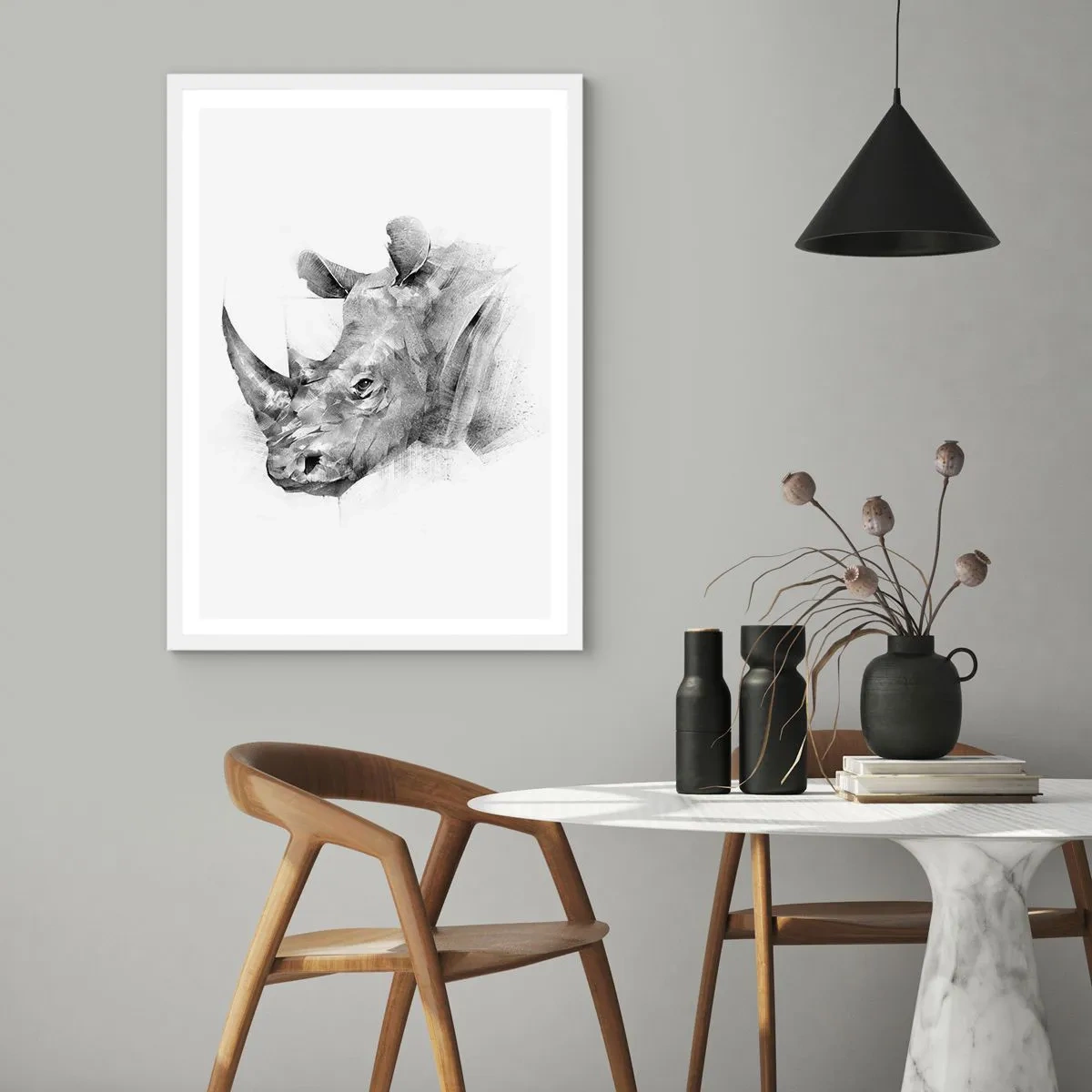 Pôster em moldura branca - Retrato africano - 61x91 cm