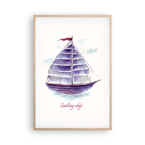 Pôster com moldura de carvalho claro - Cheio de velas e águas calmas - 61x91 cm