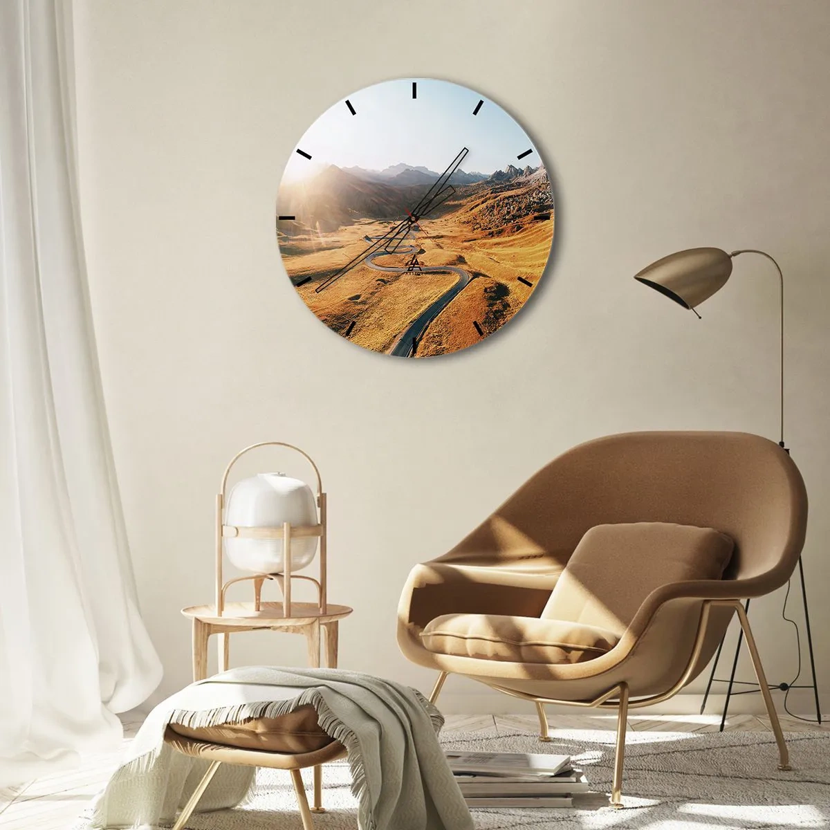Relógio de parede - Relógio em vidro - No Vale Dourado - 40x40 cm