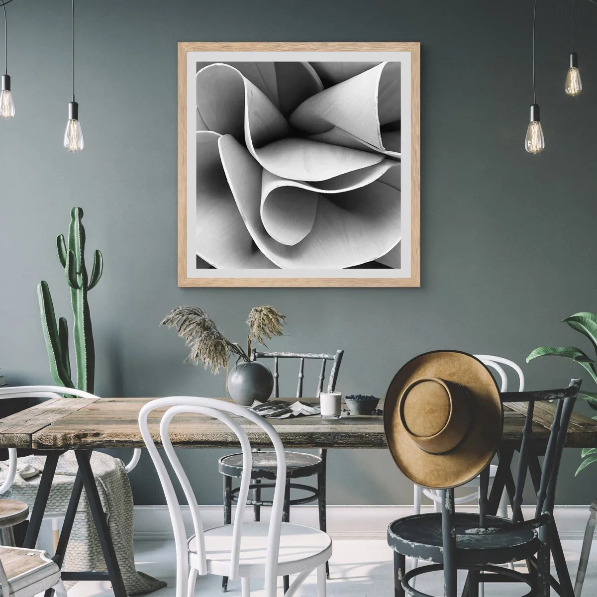 Pôster com moldura de carvalho claro - Acontece no espaço - 50x50 cm