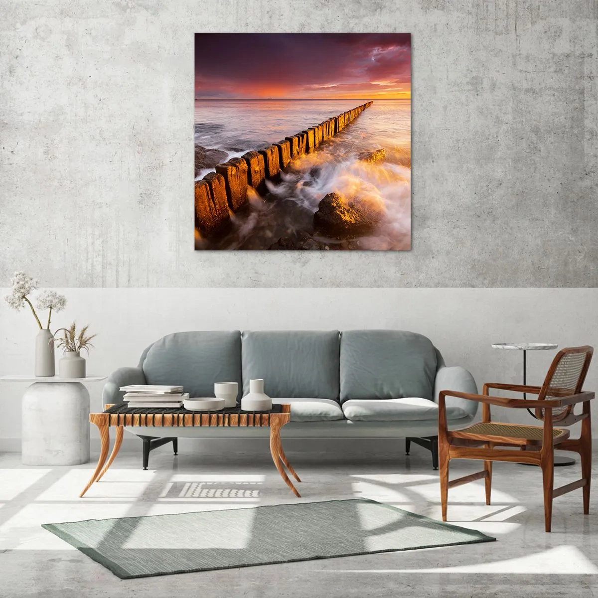 Quadro em vidro - A suavidade das ondas - 30x30 cm