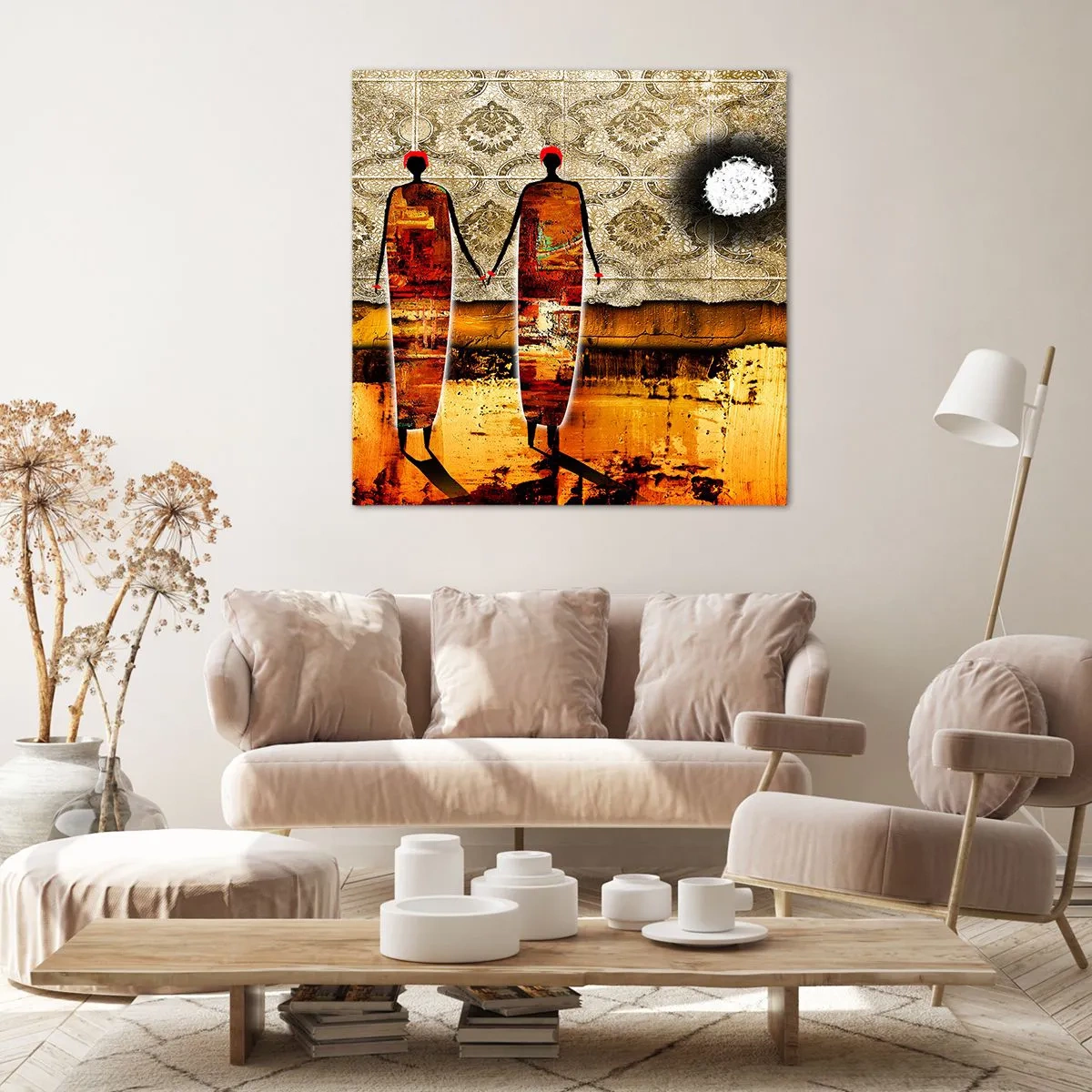 Quadro em tela - Composição étnica nas cores da África - 70x70 cm