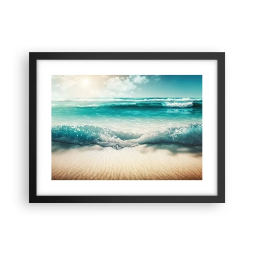 Pôster com moldura preta - A paz do oceano - 40x30 cm