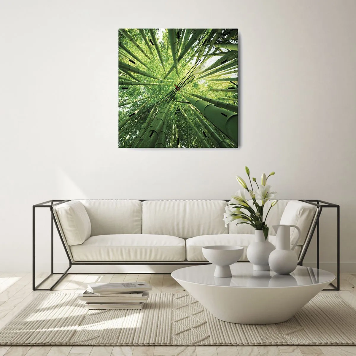 Relógio de parede - Relógio em vidro - Em um bosque de bambu - 30x30 cm