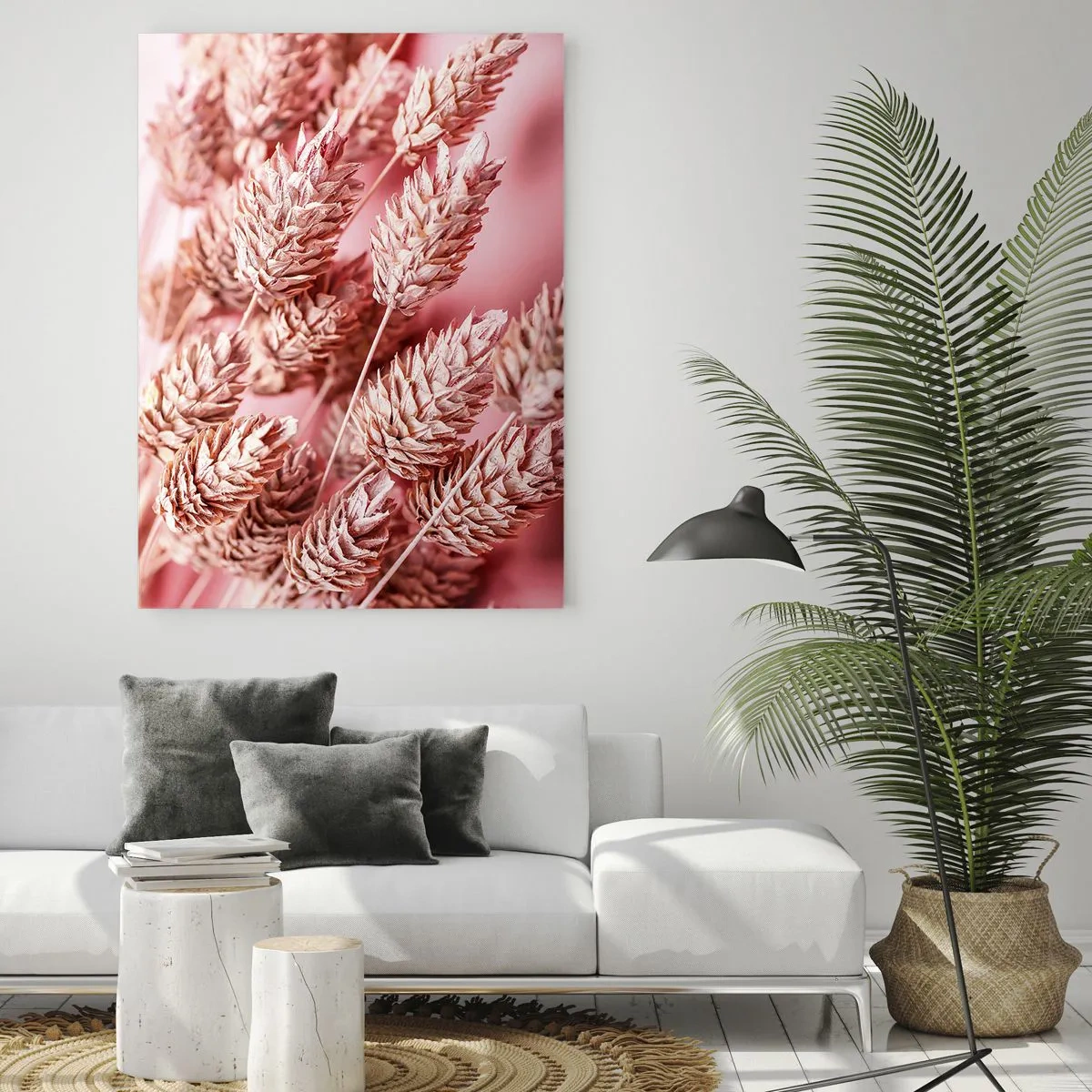 Quadro em vidro - Cascata floral em rosa - 50x70 cm