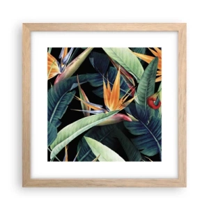 Pôster com moldura de carvalho claro - Flores ardentes dos trópicos - 30x30 cm