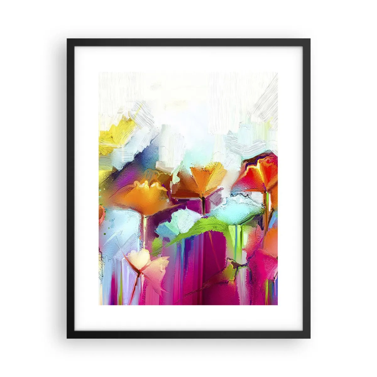 Pôster com moldura preta - O arco-íris floresceu - 40x50 cm