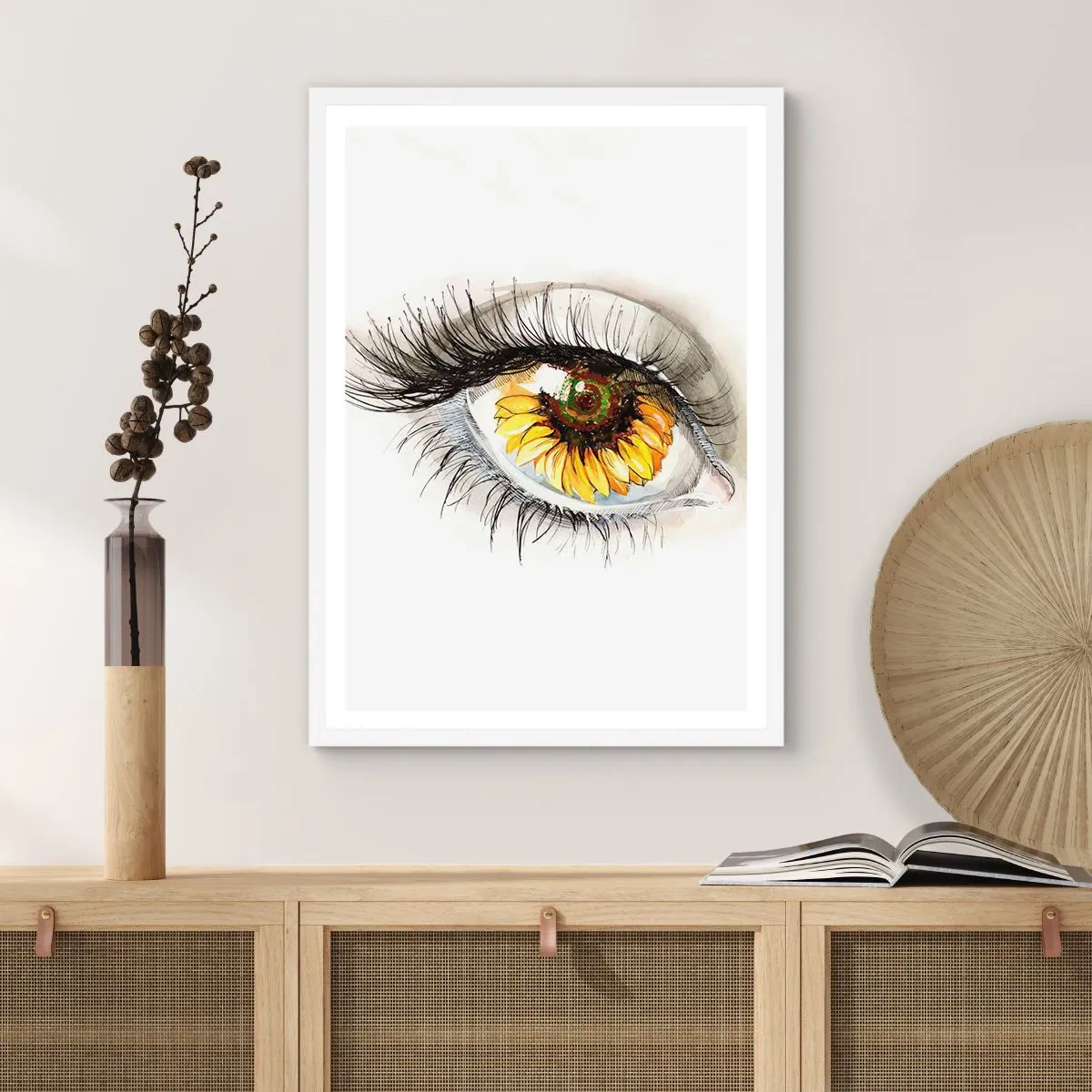 Pôster em moldura branca - Um olhar tão quente como o verão - 70x100 cm