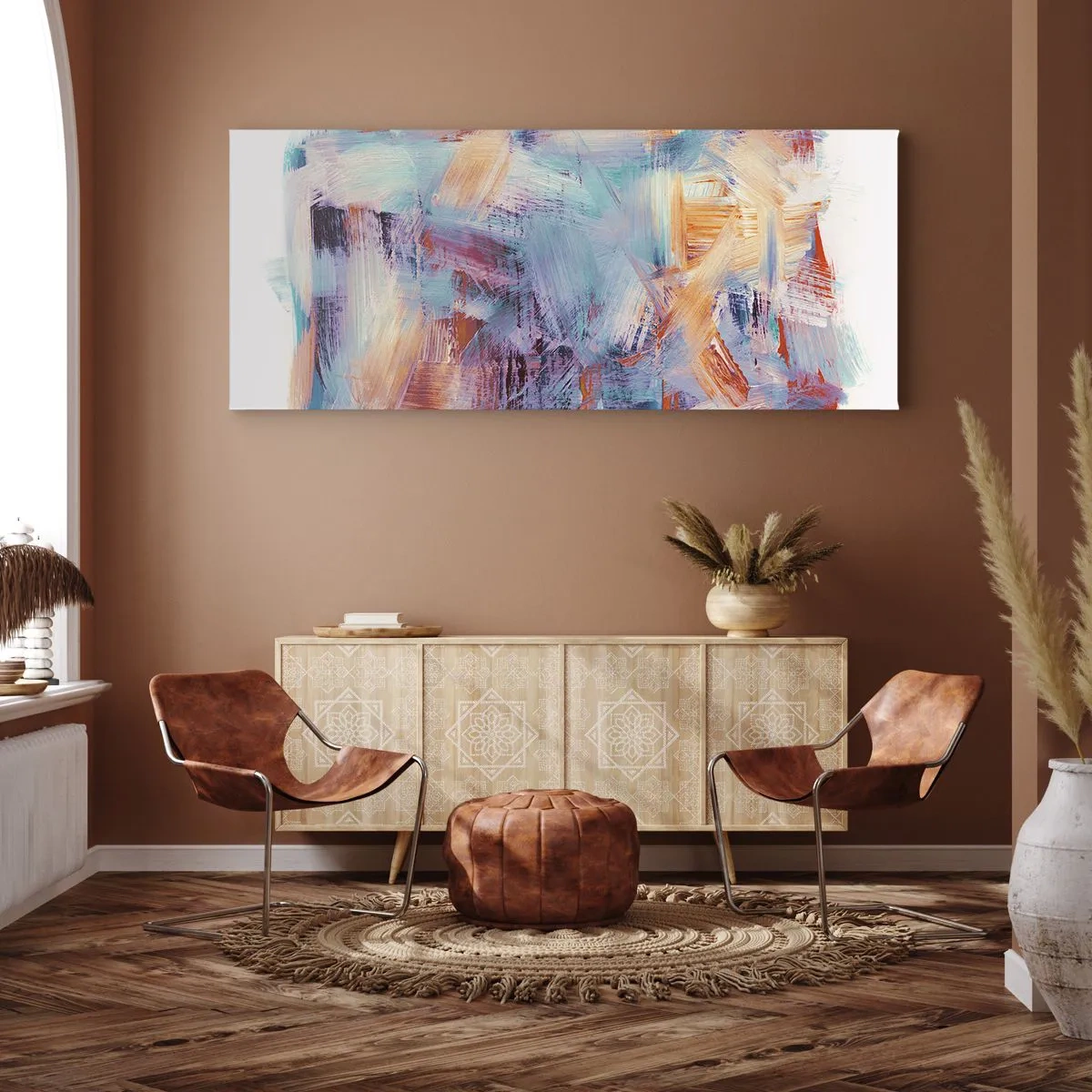 Quadro em tela - Uma bagunça colorida - 100x40 cm