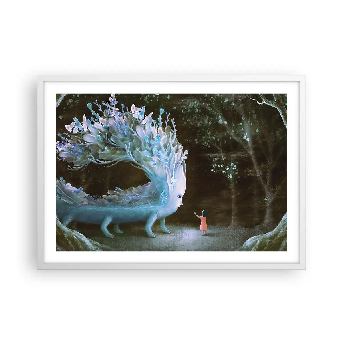 Pôster em moldura branca - Encontro fantástico - 70x50 cm