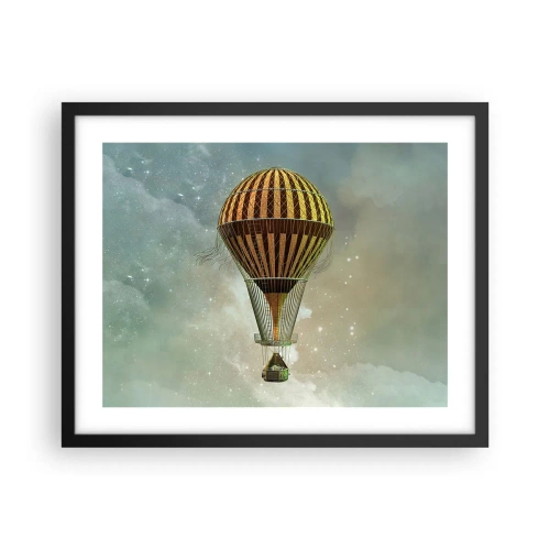 Pôster com moldura preta - Voos pioneiros - 50x40 cm