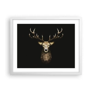 Pôster em moldura branca - Veado cubista - 50x40 cm