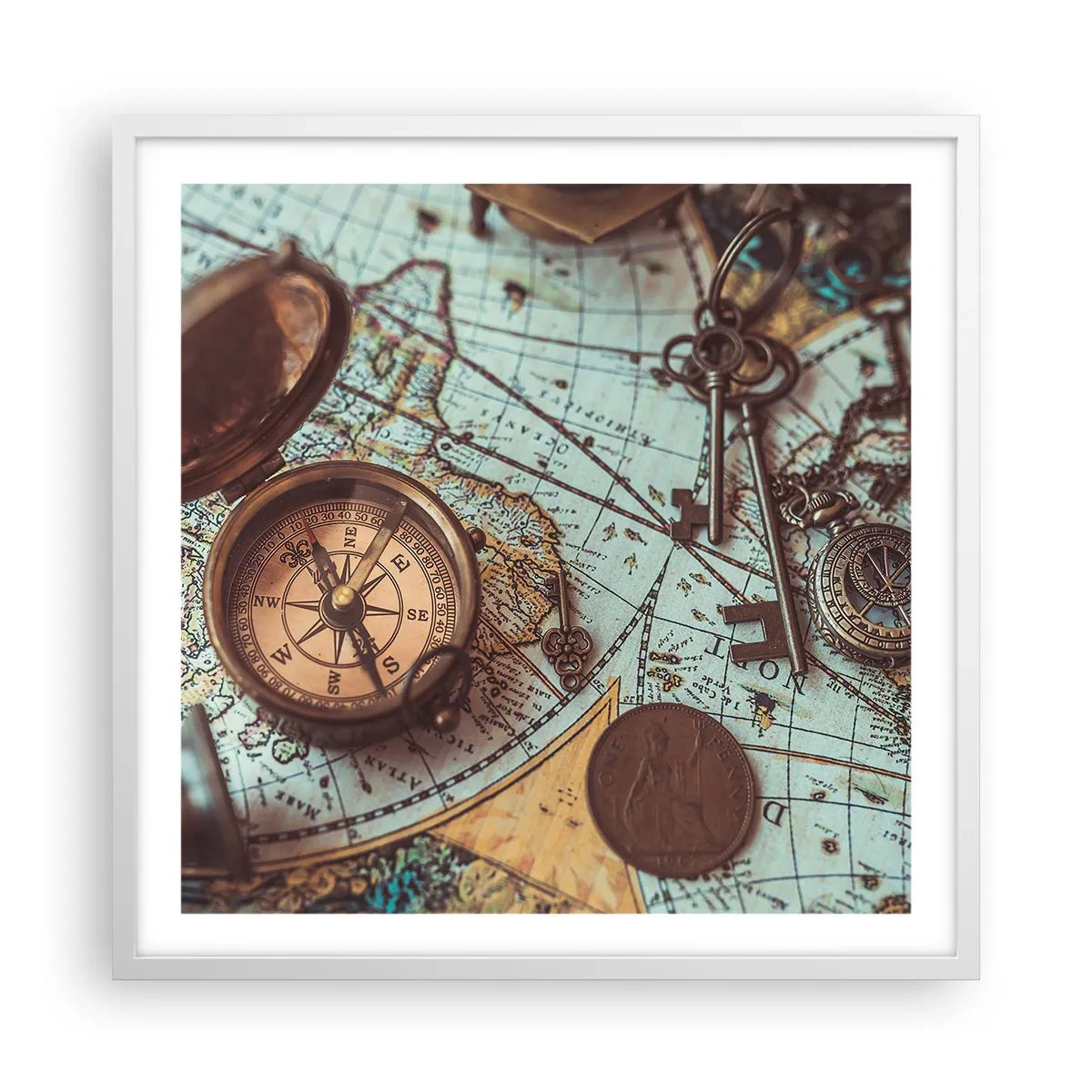 Pôster em moldura branca - Para o aventureiro - 60x60 cm