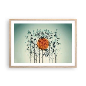 Pôster com moldura de carvalho claro - Sol japonês - 70x50 cm