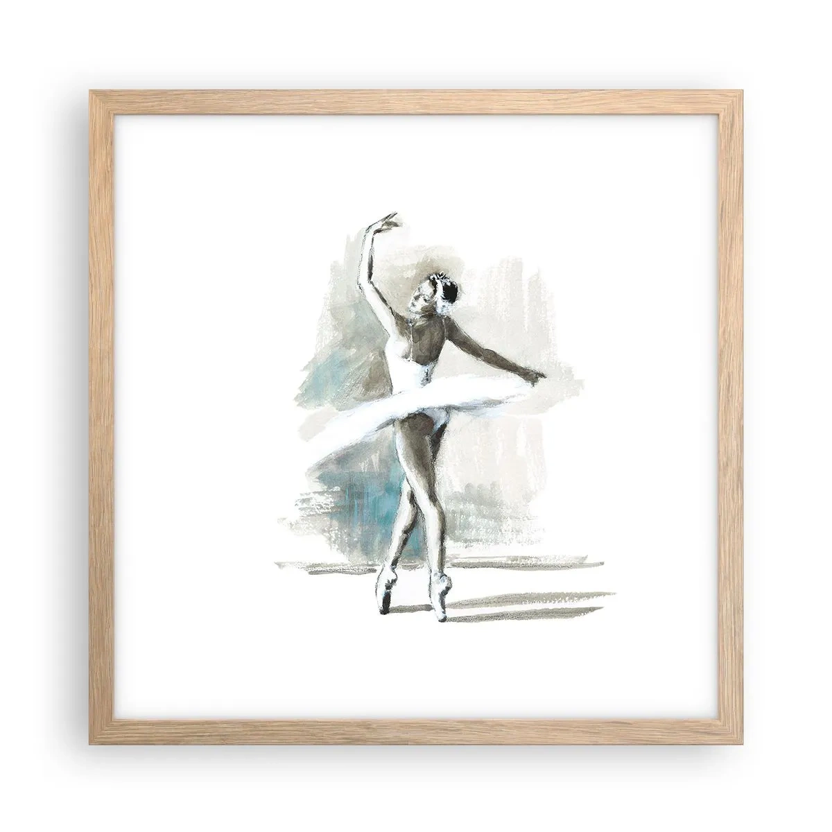 Pôster com moldura de carvalho claro - Encantada num cisne - 40x40 cm