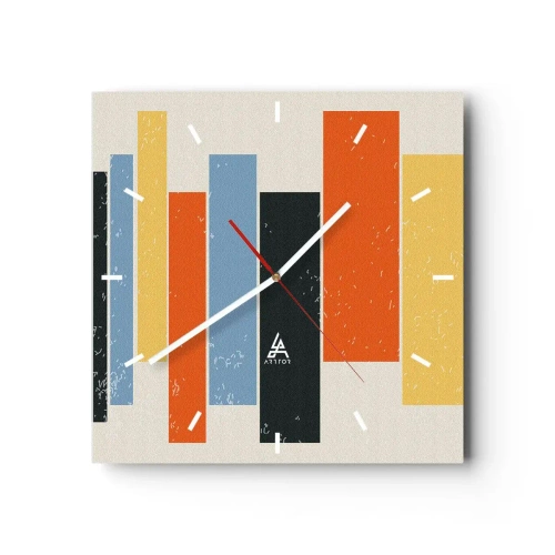 Relógio de parede - Relógio em vidro - Notação musical - 30x30 cm