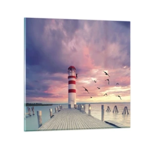 Quadro em vidro - Hora de ir ao porto - 50x50 cm