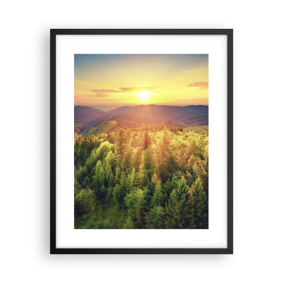 Pôster com moldura preta - Picos e cumes - 40x50 cm
