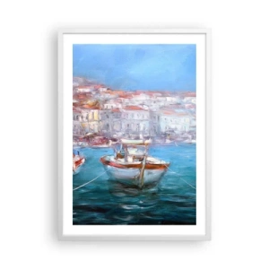 Pôster em moldura branca - Baía italiana - 50x70 cm