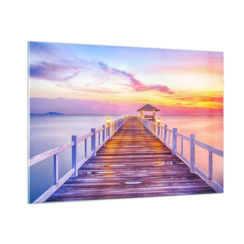 Quadro em vidro - O silêncio lilás-dourado da noite - 100x70 cm