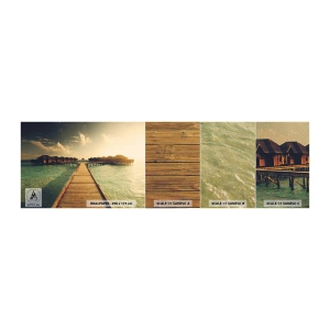 Amostra de papel de parede Premium Sand - Um convite caloroso - Maldivas, Paisagem, Casas na Água - 100x30 cm