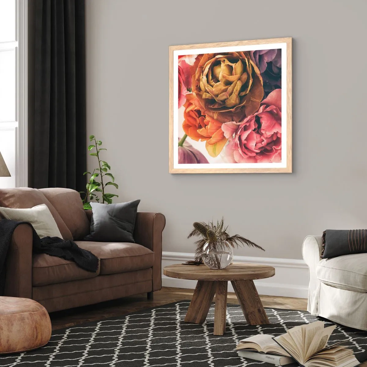 Pôster com moldura de carvalho claro - Celebração da vida - 30x30 cm