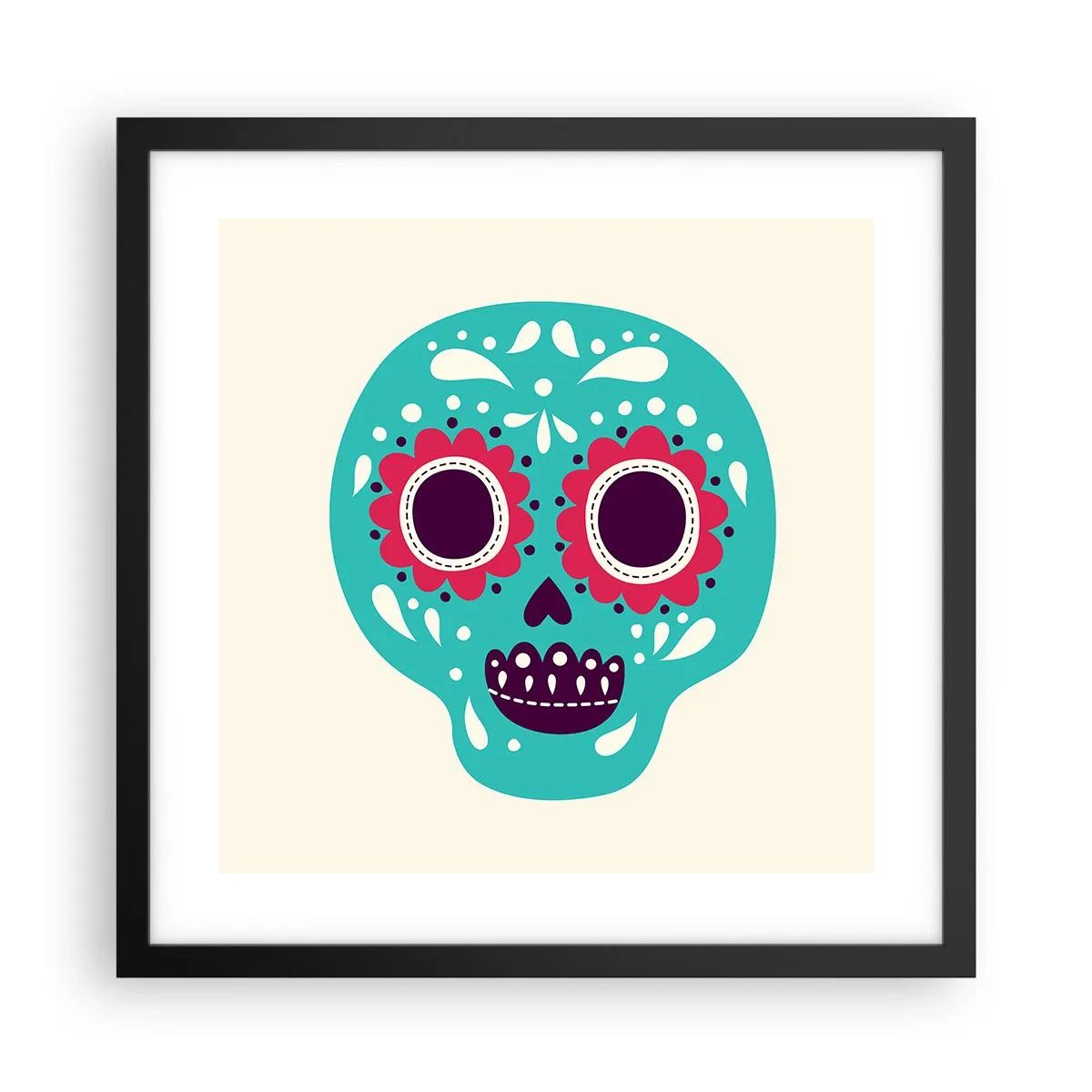 Pôster com moldura preta - Vida – diversão até a morte - 40x40 cm