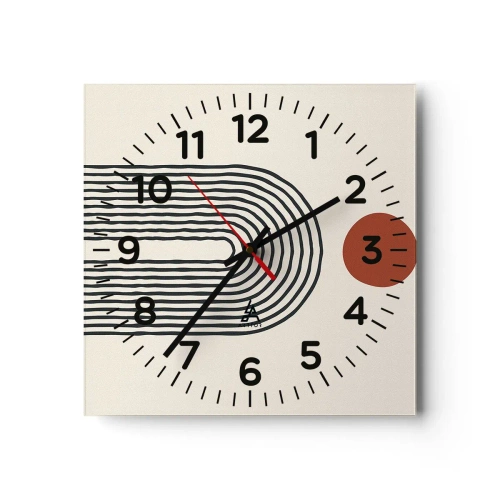 Relógio de parede - Relógio em vidro - Magnetismo de formas e cores - 30x30 cm