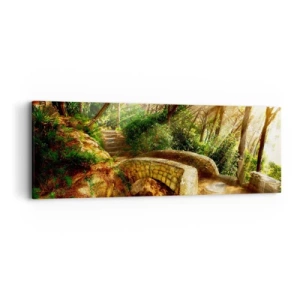 Quadro em tela - Direto da ponte para a floresta de contos de fadas - 90x30 cm