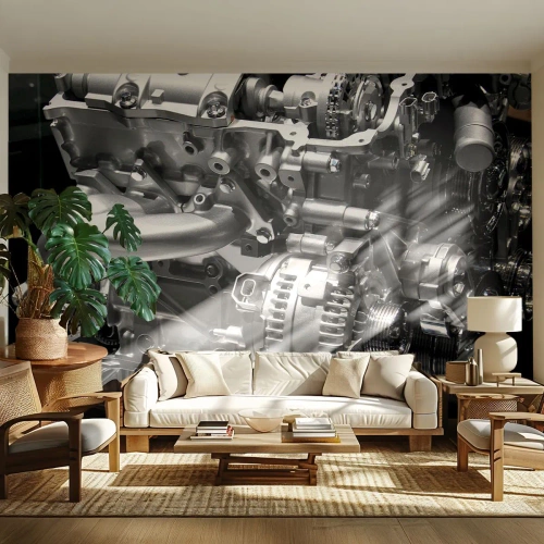 Papel de Parede Autocolante Deluxe Sticker - Aço, belo, forte - Automotivo, Motor de carro, 3D - 250x175 cm
