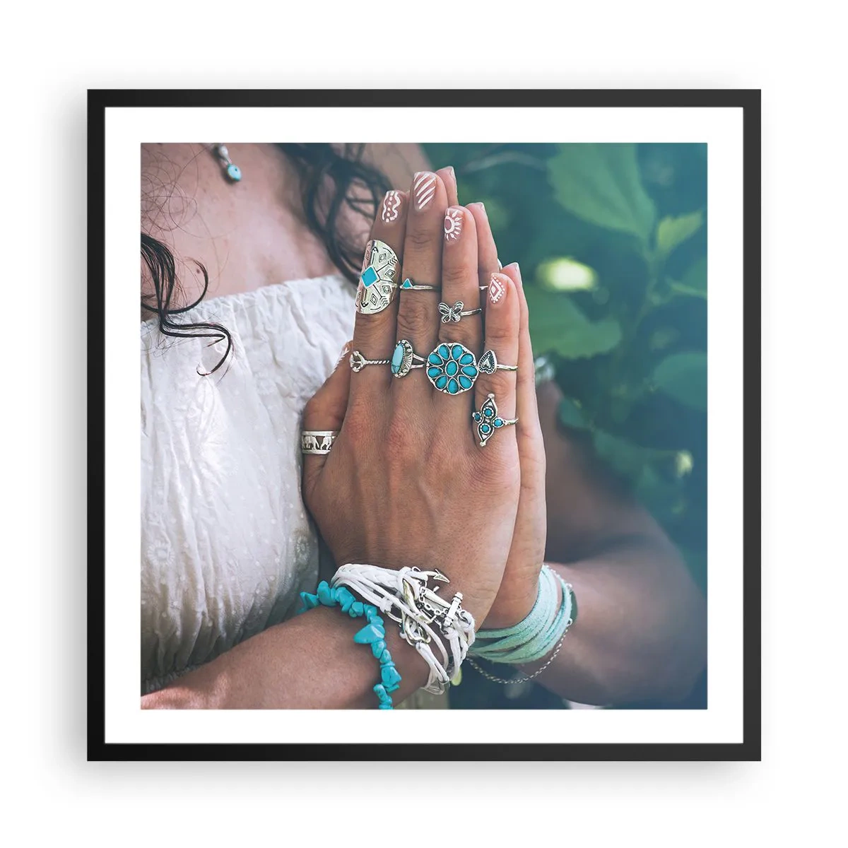 Pôster com moldura preta - Bem-vindo ao centro do ser - 60x60 cm