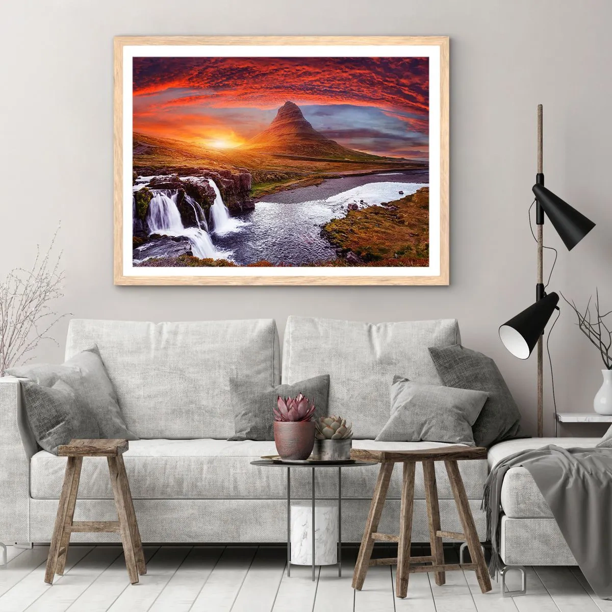 Pôster com moldura de carvalho claro - A vista da Terra Média - 91x61 cm