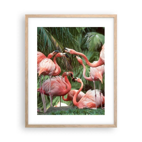 Pôster com moldura de carvalho claro - Fofocas da tarde - 40x50 cm