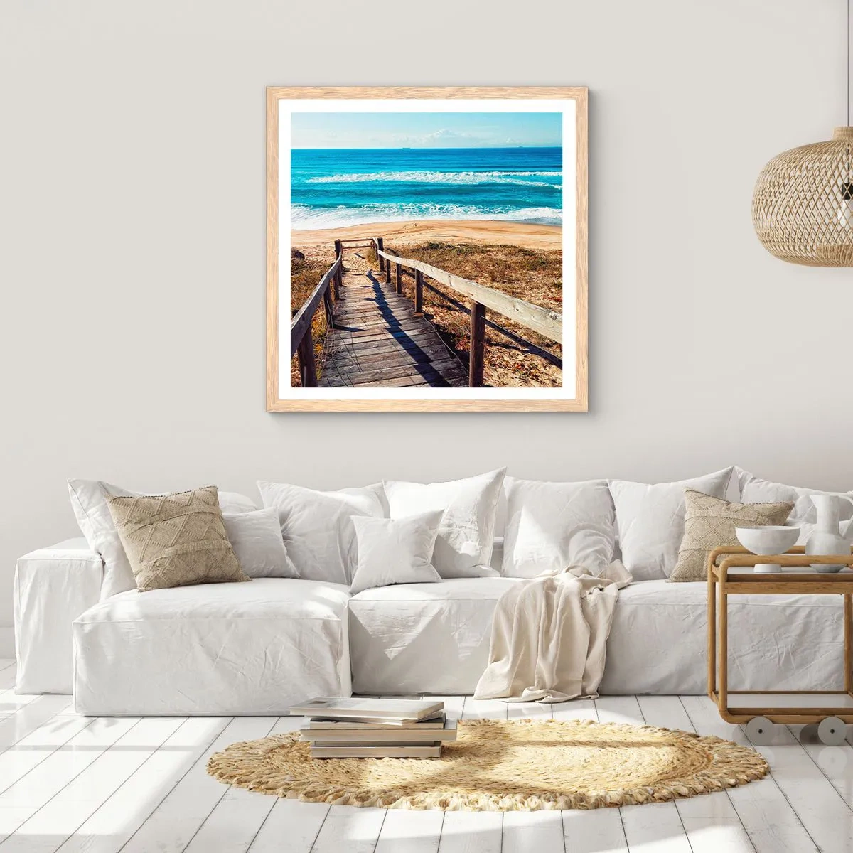 Pôster com moldura de carvalho claro - Corra! - 50x50 cm