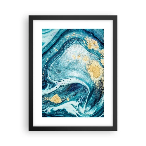 Pôster com moldura preta - Redemoinho azul - 30x40 cm