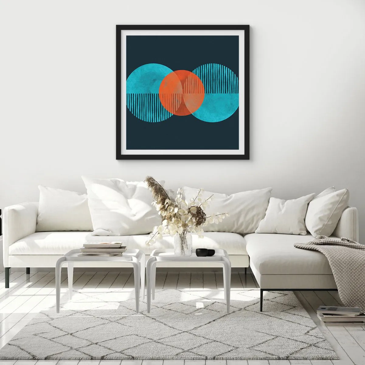 Pôster com moldura preta - Obras de arte simétricas - 60x60 cm