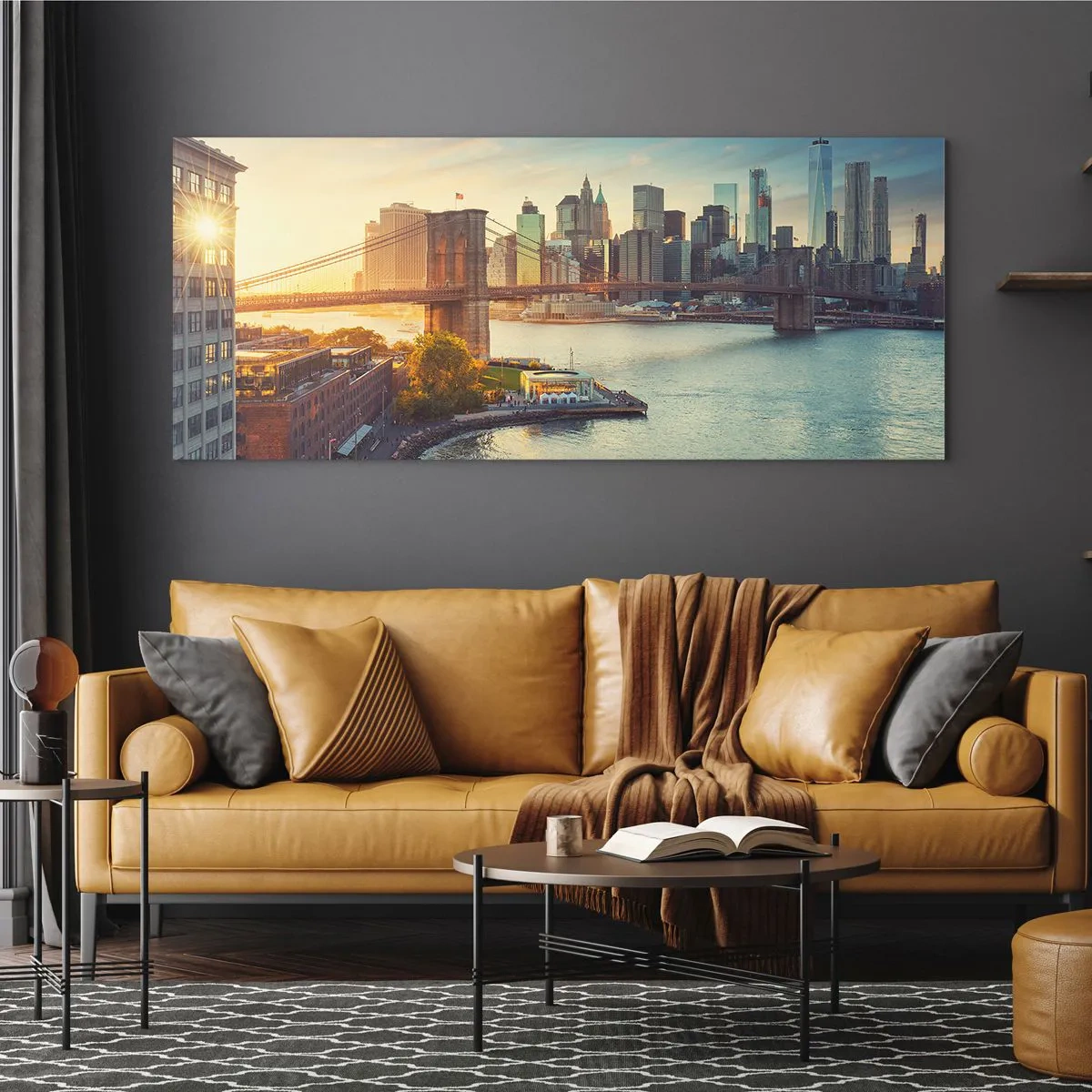 Quadro em vidro - O amanhecer da cidade grande - 160x50 cm