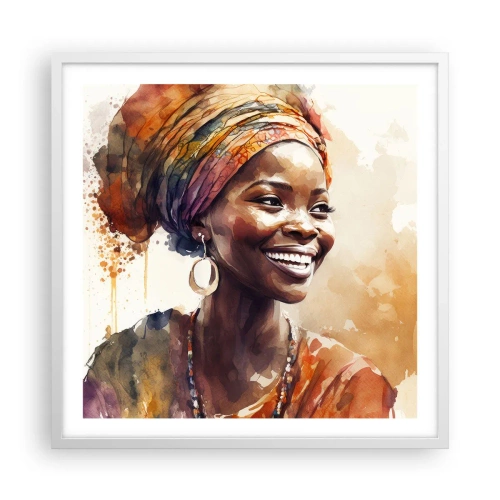 Pôster em moldura branca - Rainha africana - 60x60 cm