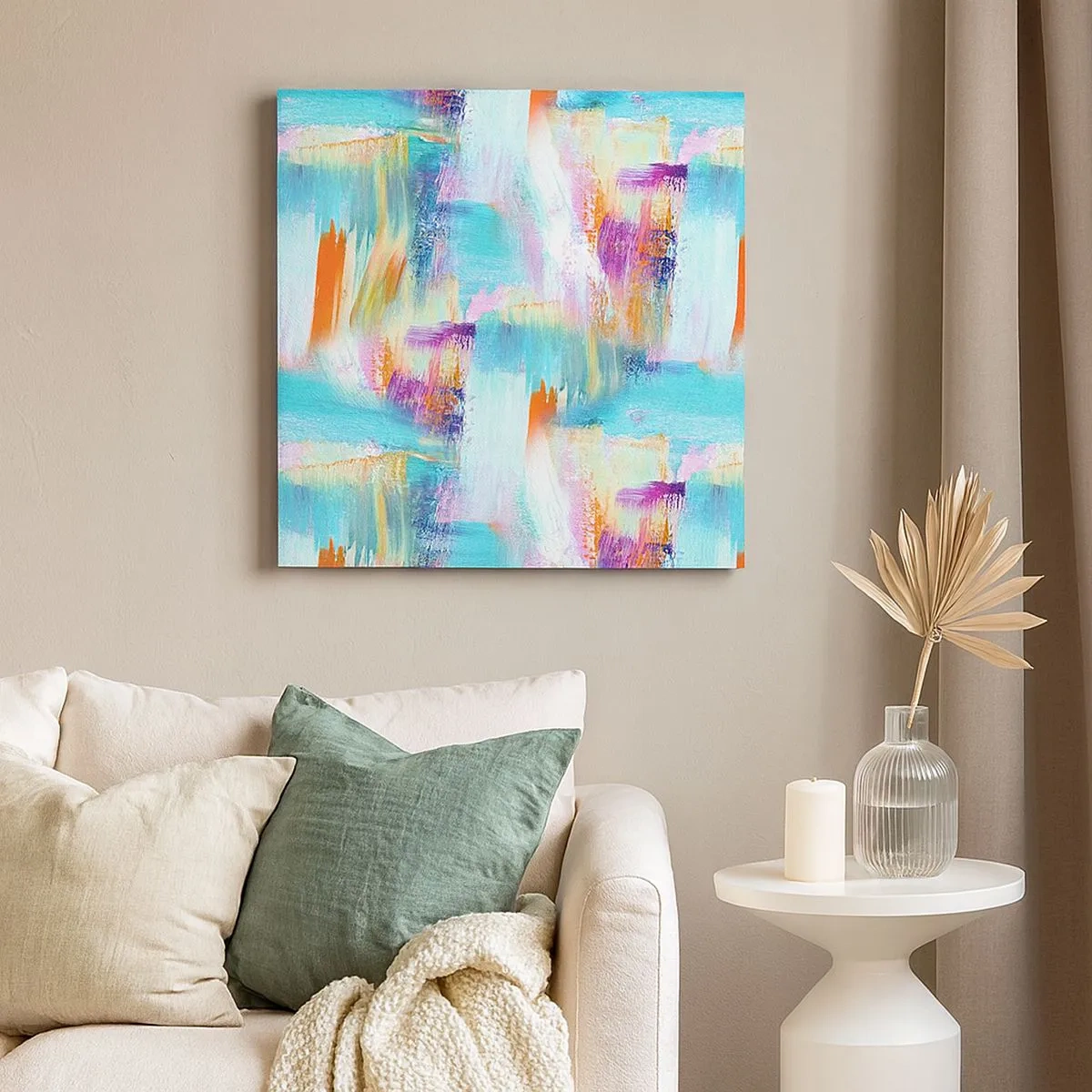 Quadro em tela - Uma alegre coposição de camadas - 30x30 cm